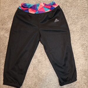 Adidas Kids Black Joggers with Multicolor Waistband